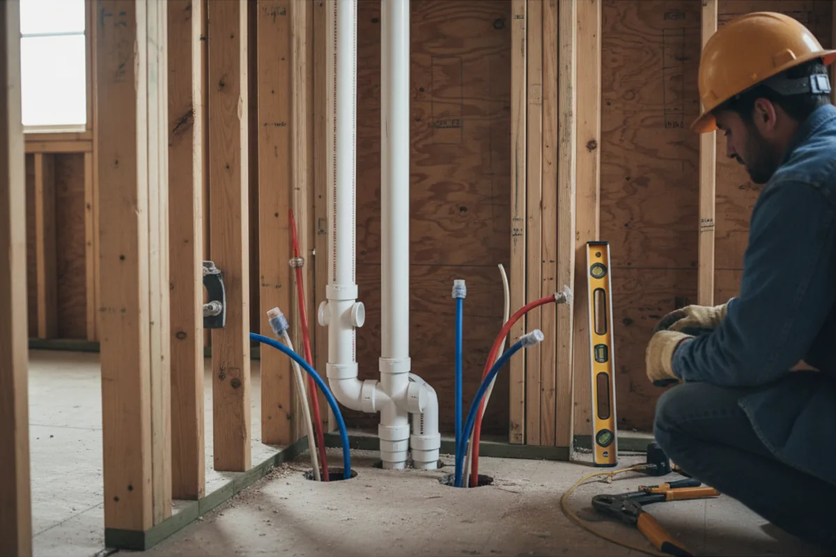 Drain and supply rough-in during Leak Detection in Woodleaf