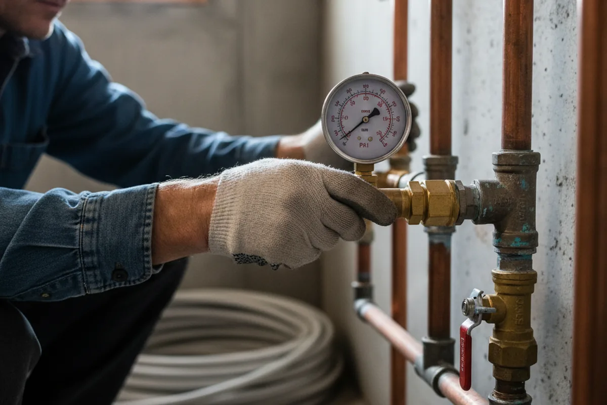 Pressure testing a repaired line during Water Line Repair in Woodleaf